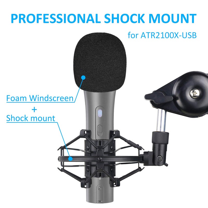 SUNMON حامل ميكروفون SUNMON ATR2100x-USB مع واقي رياح من الفوم لامتصاص الاهتزازات والضوضاء، فلتر صوت مناسب لـ ATR2100x-USB و ATR2100-USB ميكروفون ديناميكي - Image 2
